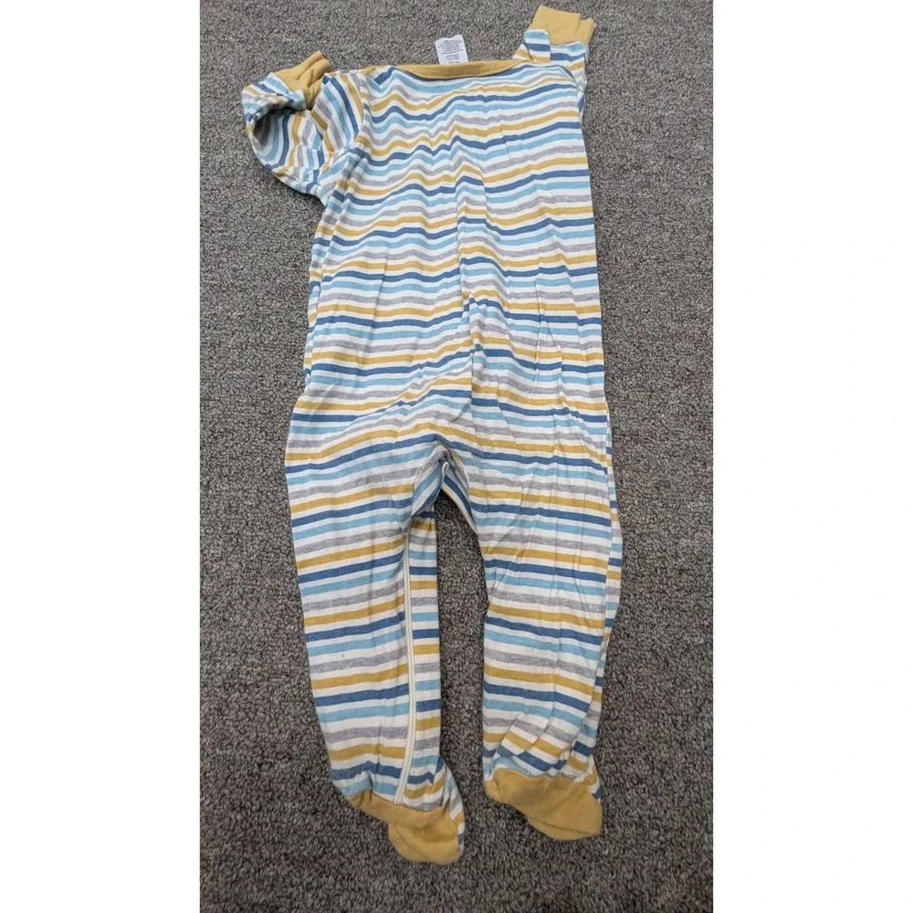 Gerber Baby‎ Boy Blue Yellow Striped Cotton Zip Front Sleep  Footie Pajama 3-6M
